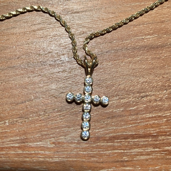 Jewelry - 14 K DIAMOND CROSS NECKLACE